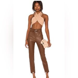 Superdown leather Chanice Buckle Pants In Chocolate Brown